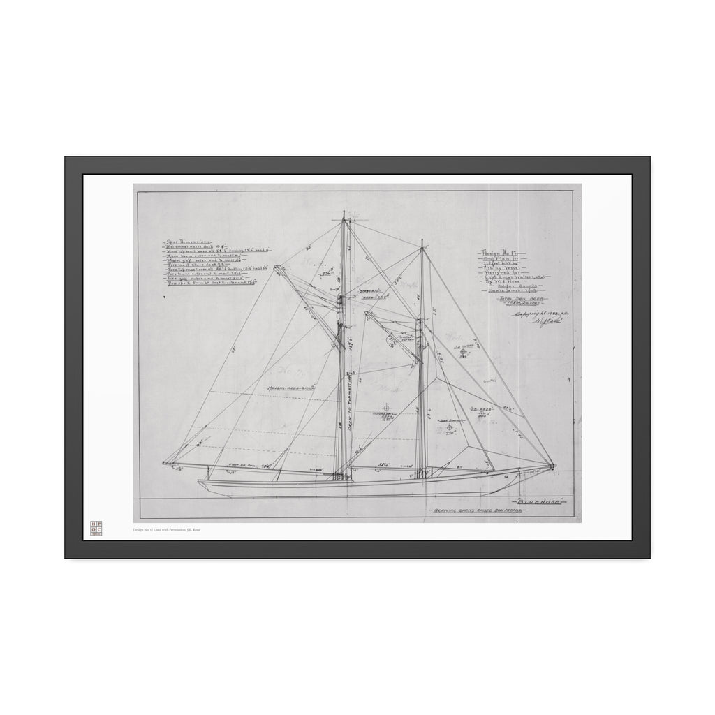 Framed Print - "Bluenose Sail Plan” by William James Roué, Halifax, Canada, 1921