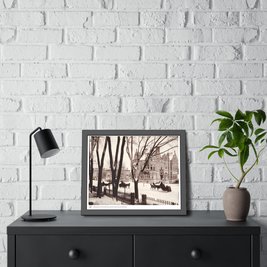 Framed print of Sherbrooke Street in winter, Montreal, QC, 1896