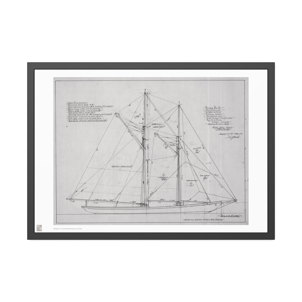 Framed Print - "Bluenose Sail Plan” by William James Roué, Halifax, Canada, 1921