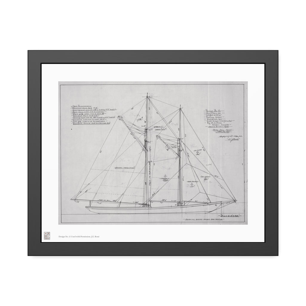 Framed Print - "Bluenose Sail Plan” by William James Roué, Halifax, Canada, 1921