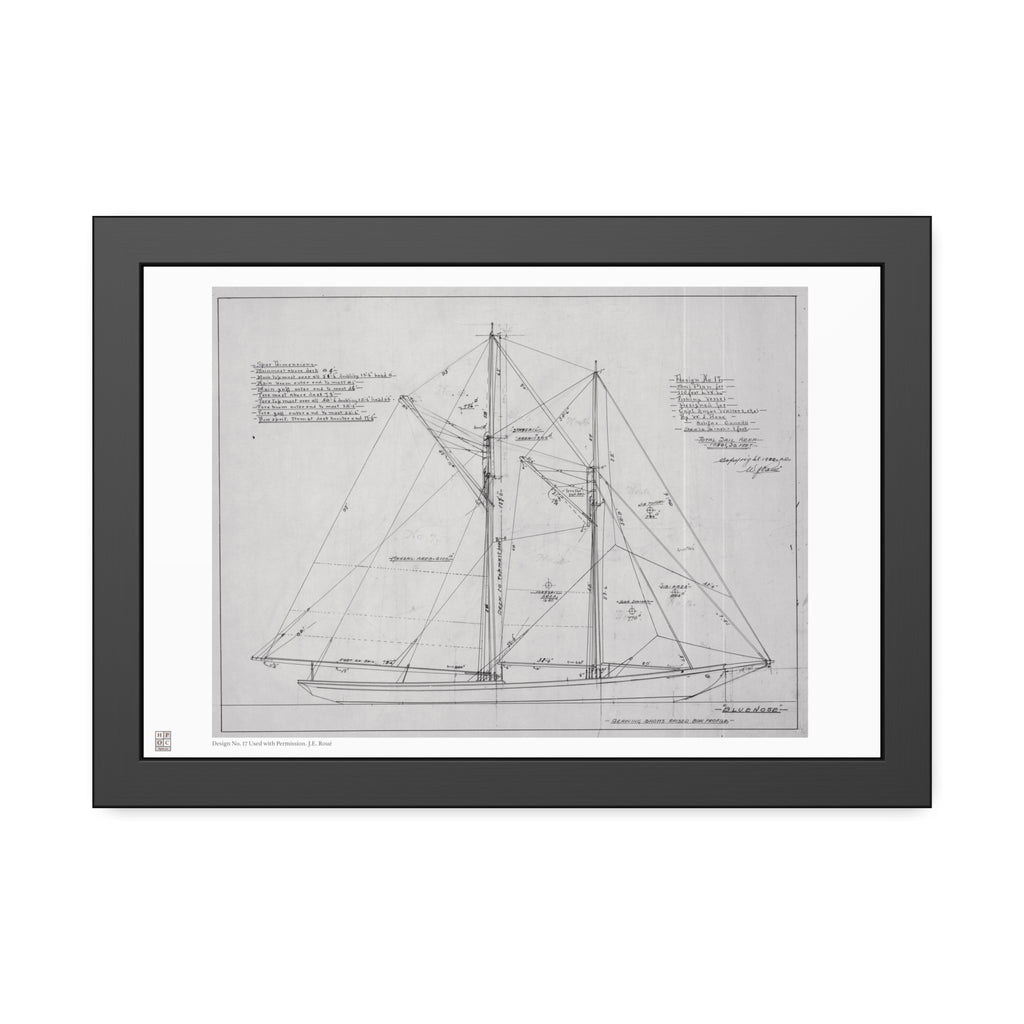 Framed Print - "Bluenose Sail Plan” by William James Roué, Halifax, Canada, 1921