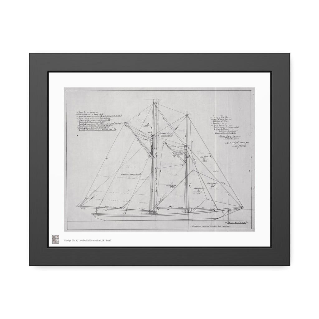 Framed Print - "Bluenose Sail Plan” by William James Roué, Halifax, Canada, 1921