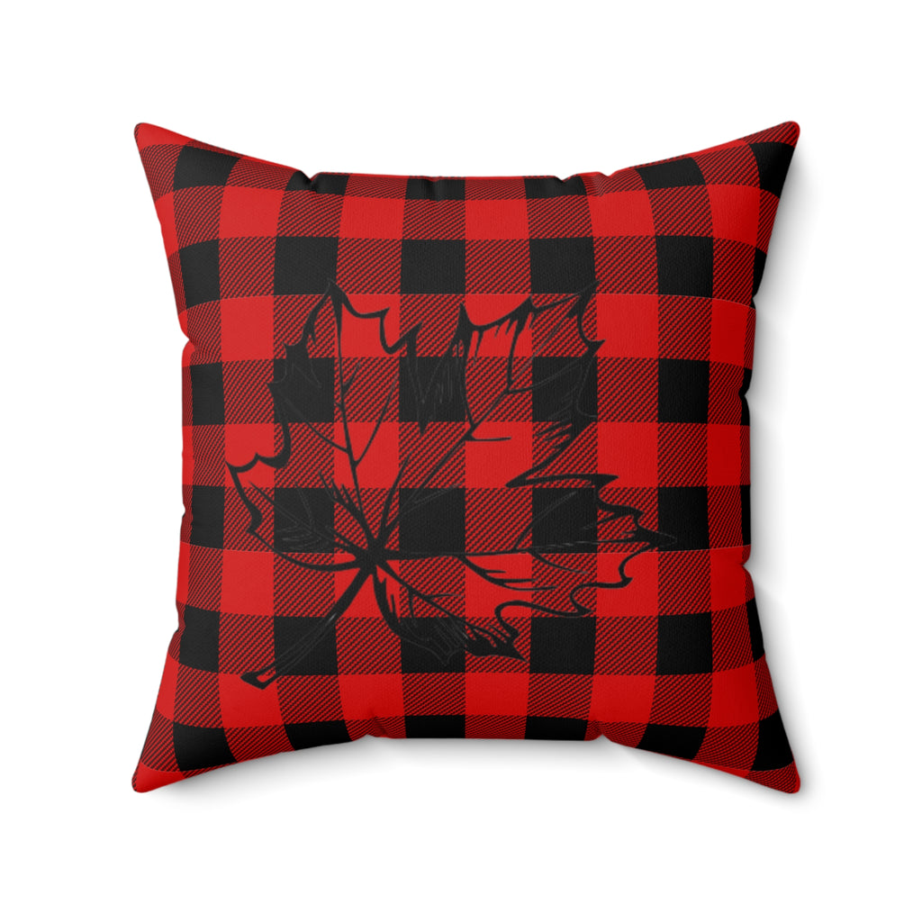 Freedom/Liberté Pillow - Red & Black Plaid (Faux Suede)