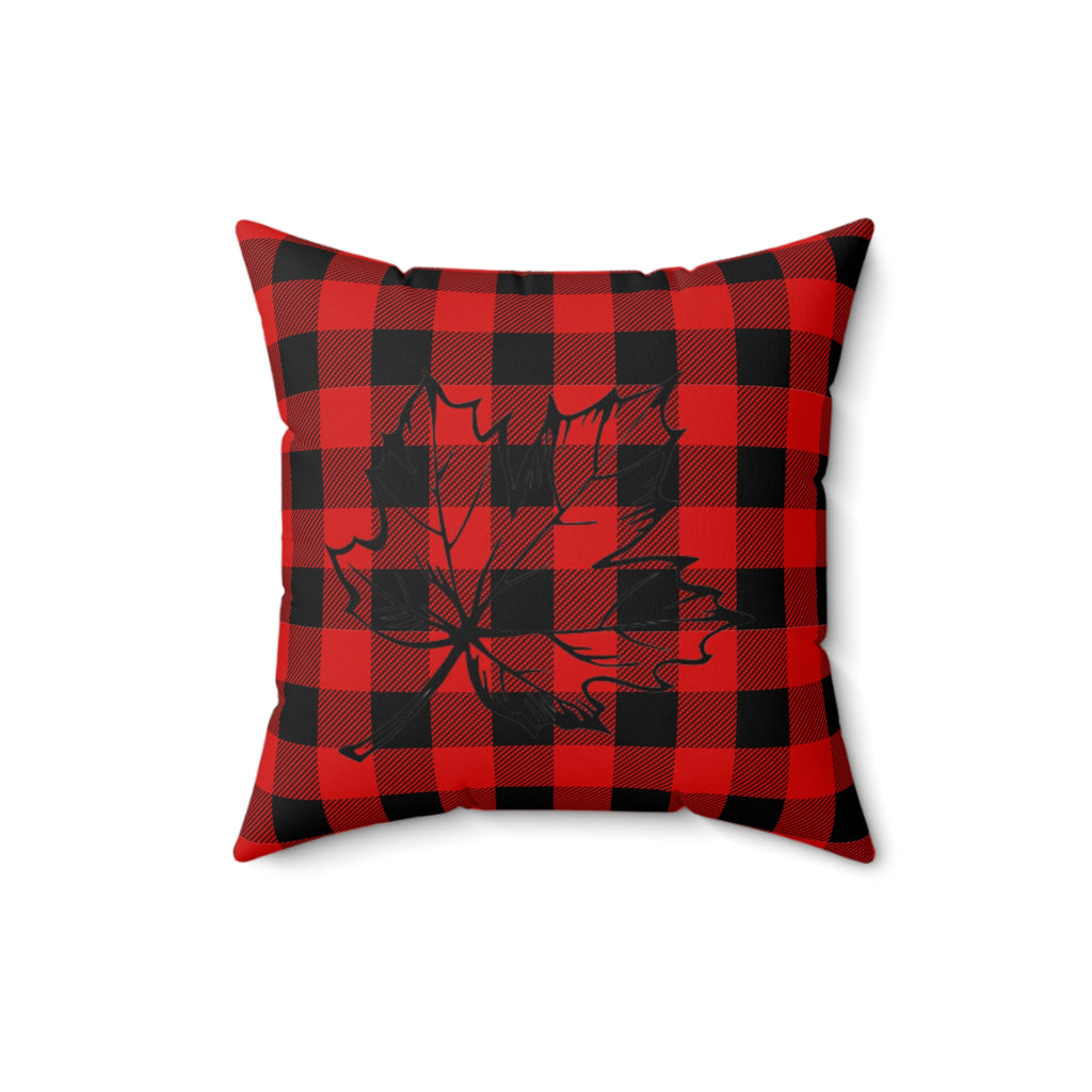 Freedom/Liberté Pillow - Red & Black Plaid (Faux Suede)