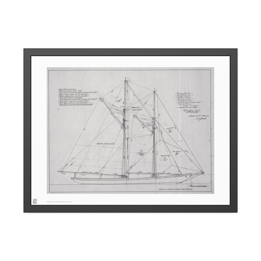 Framed Print - "Bluenose Sail Plan” by William James Roué, Halifax, Canada, 1921