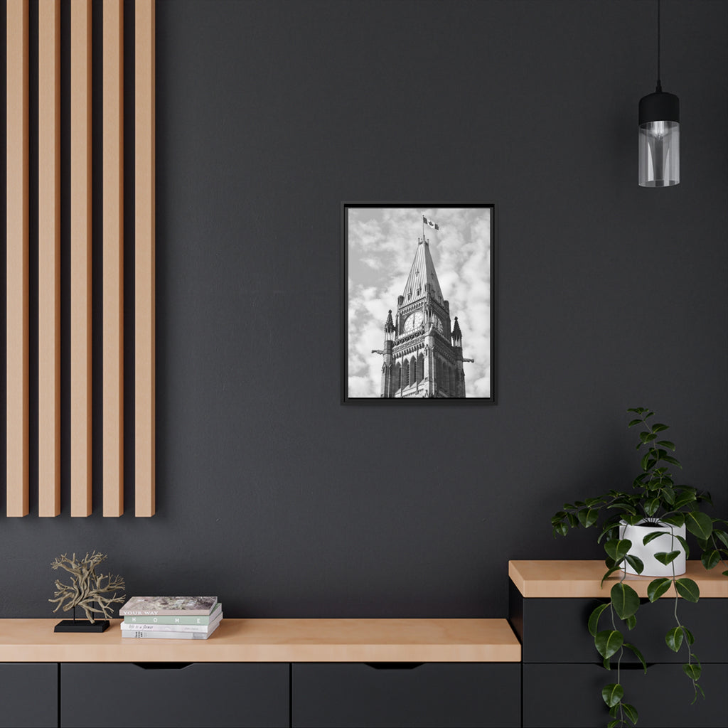 Peace Tower by HPOC (Black & White, Matte Canvas, Black Frame)