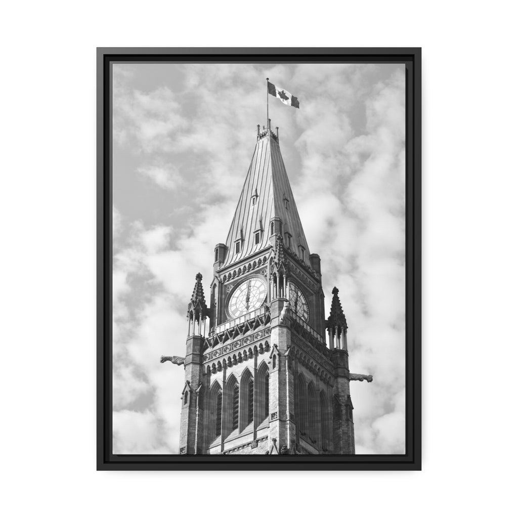 Peace Tower by HPOC (Black & White, Matte Canvas, Black Frame)