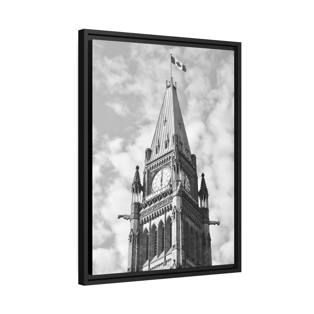 Peace Tower by HPOC (Black & White, Matte Canvas, Black Frame)