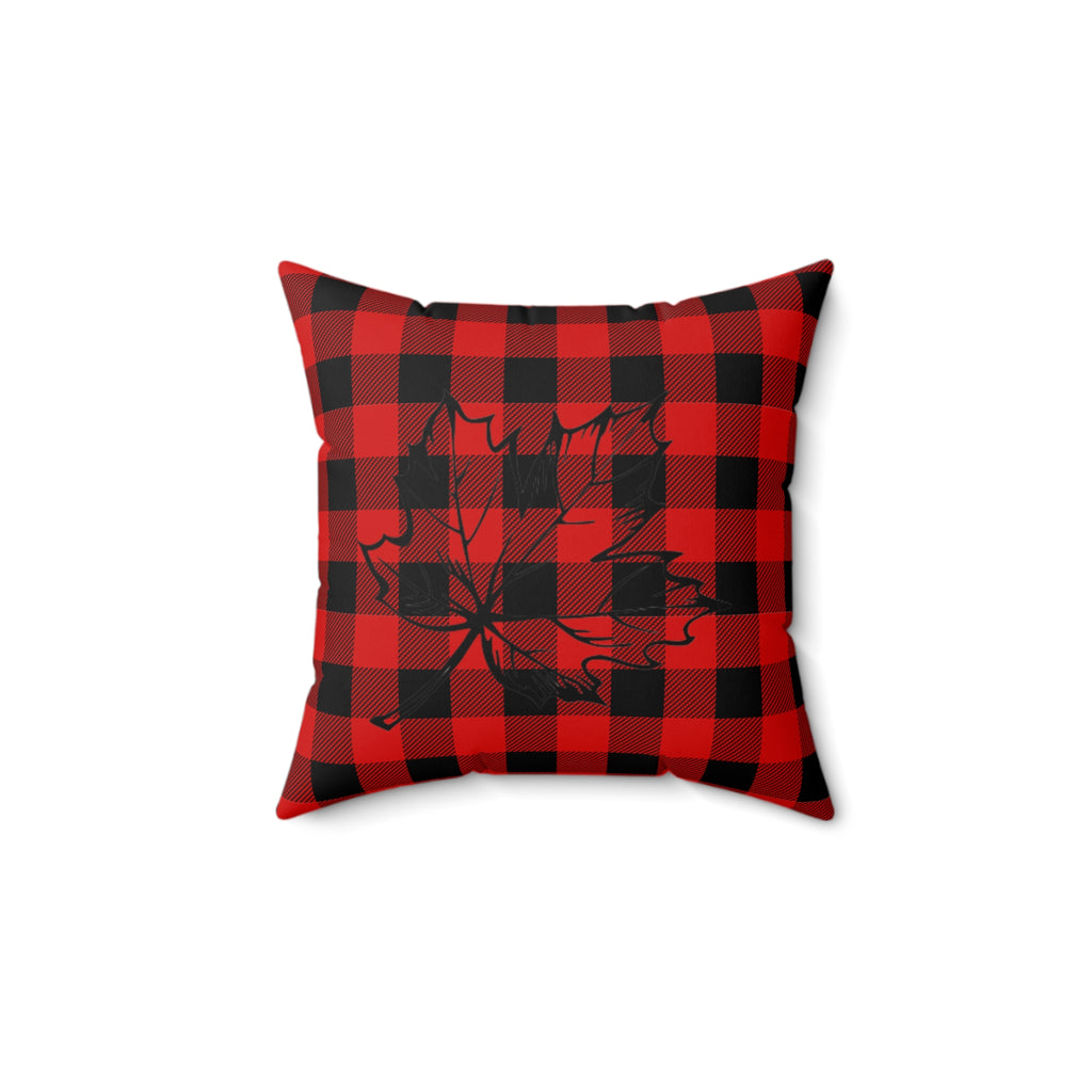 Freedom/Liberté Pillow - Red & Black Plaid (Faux Suede)