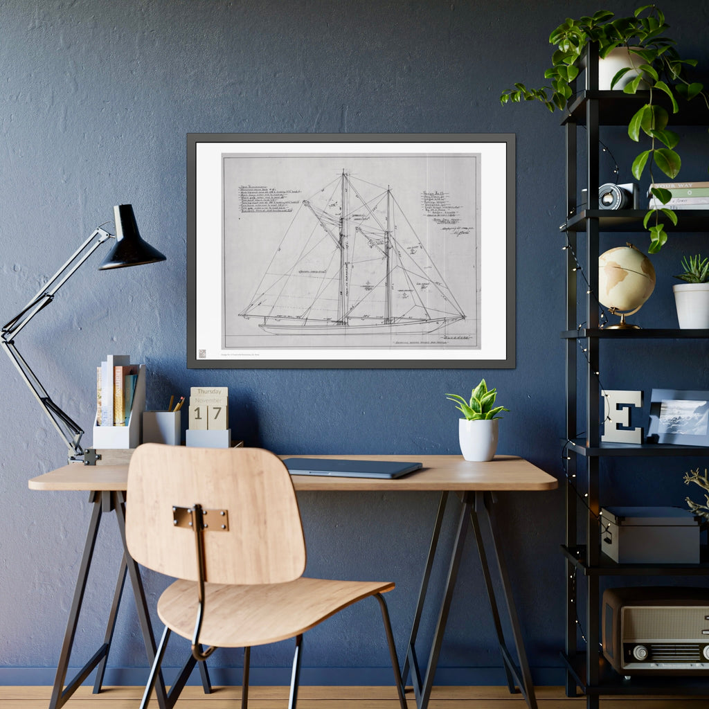 Framed Print - "Bluenose Sail Plan” by William James Roué, Halifax, Canada, 1921