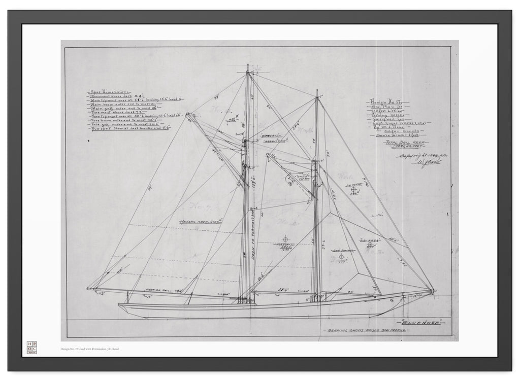 Framed Print - "Bluenose Sail Plan” by William James Roué, Halifax, Canada, 1921