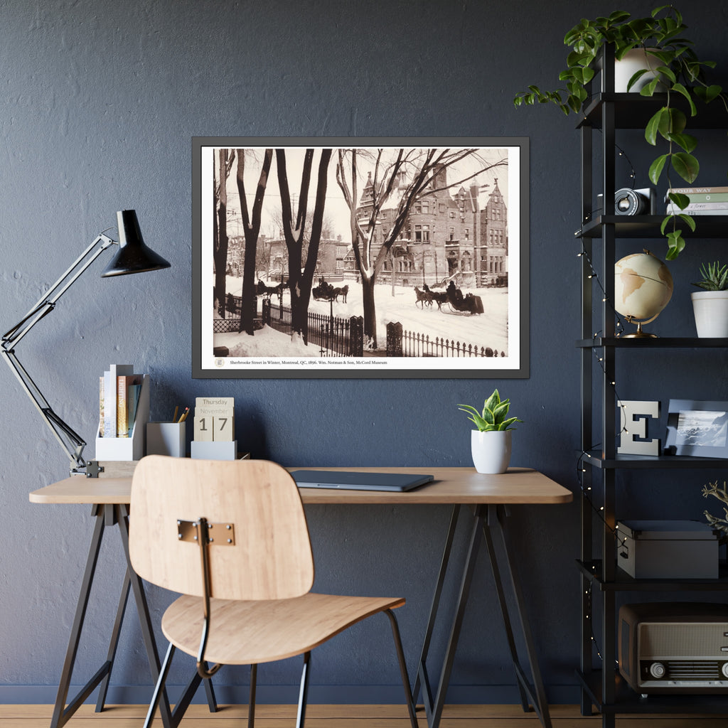 Framed print of Sherbrooke Street in winter, Montreal, QC, 1896
