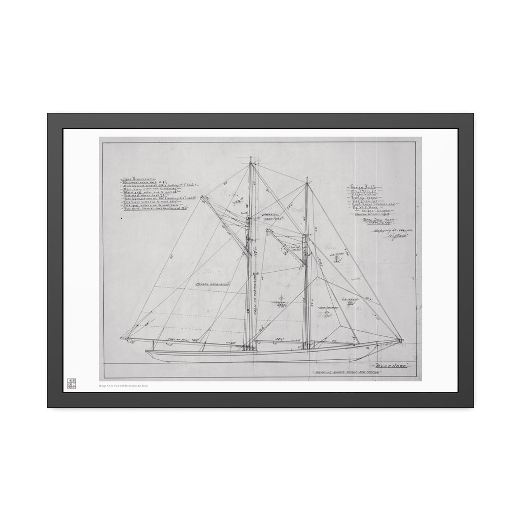 Framed Print - "Bluenose Sail Plan” by William James Roué, Halifax, Canada, 1921