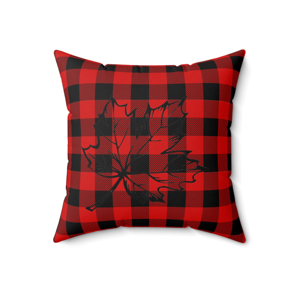 Freedom/Liberté Pillow - Red & Black Plaid (Faux Suede)