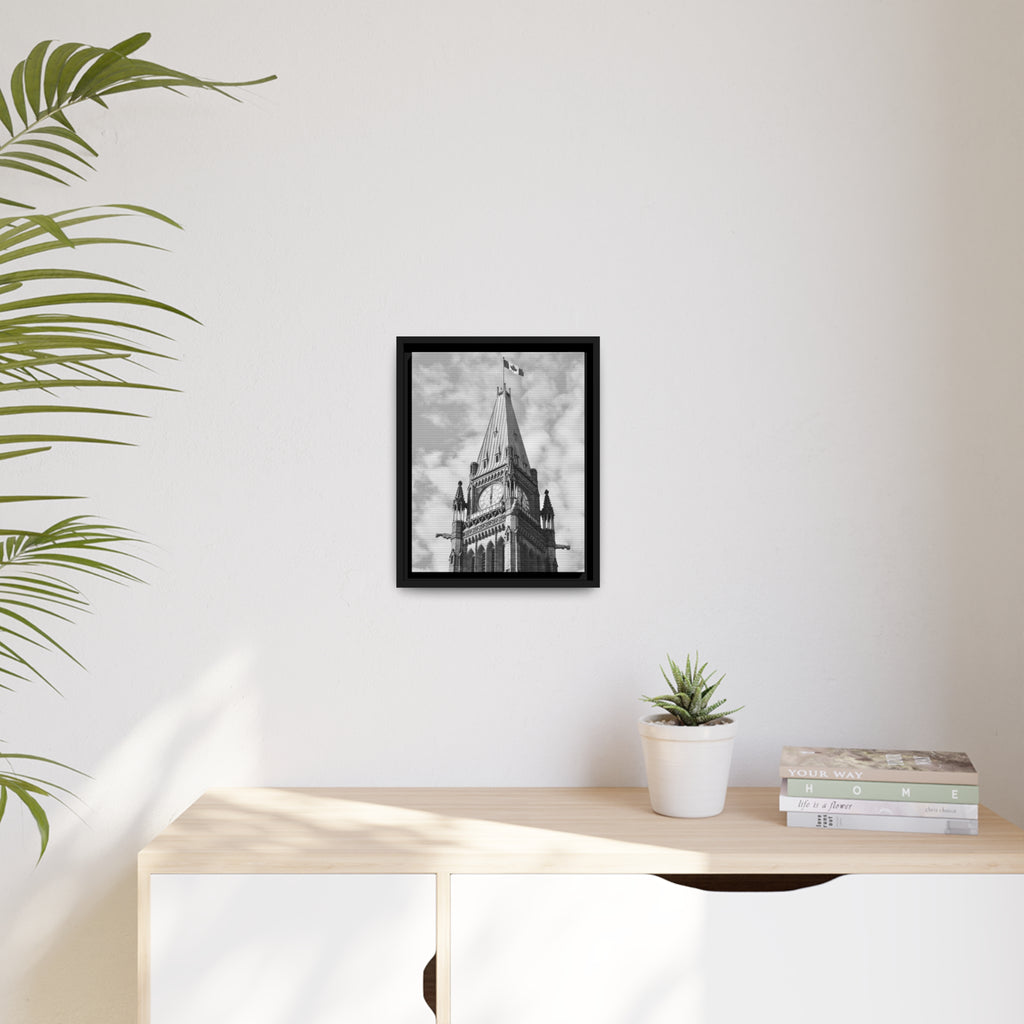 Peace Tower by HPOC (Black & White, Matte Canvas, Black Frame)