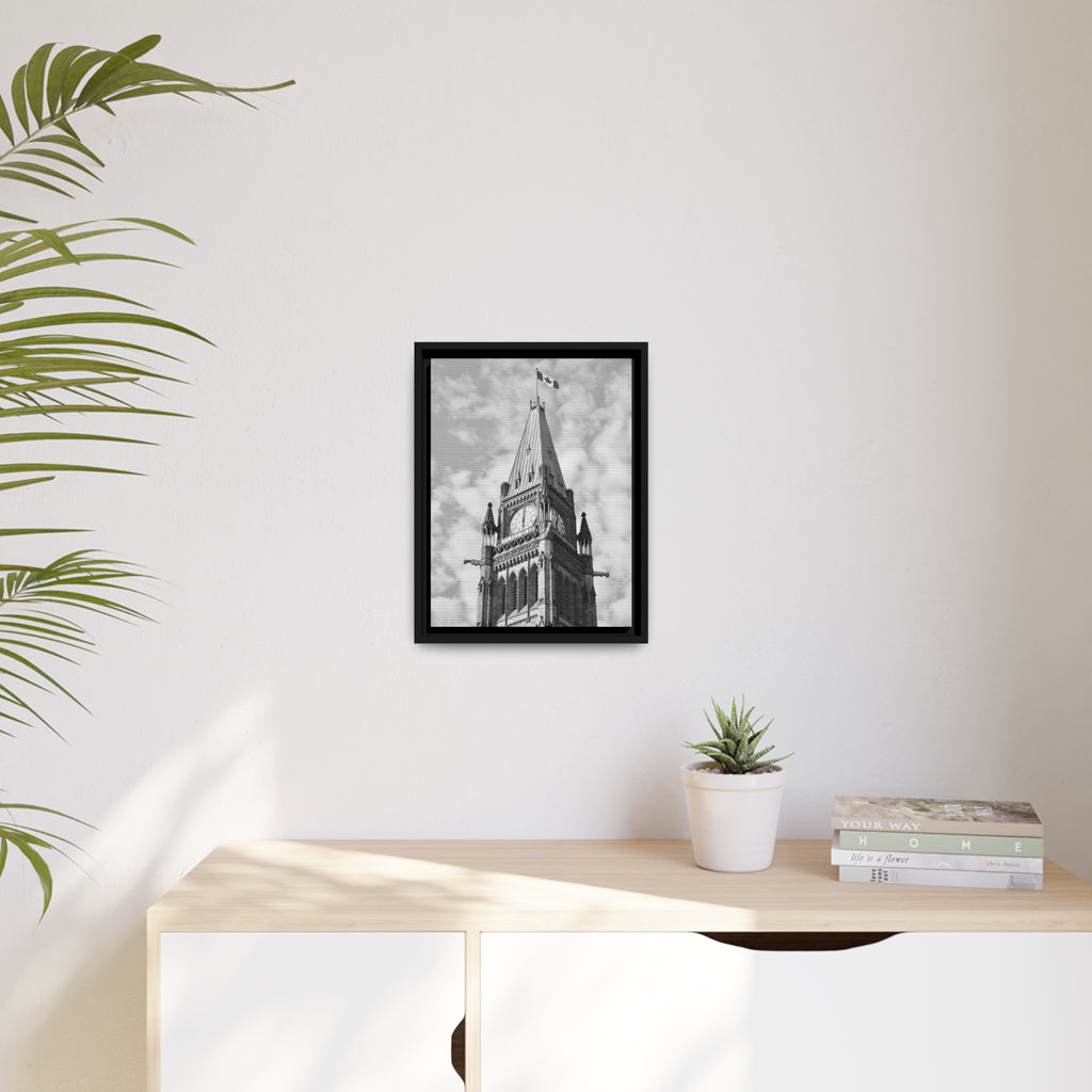 Peace Tower by HPOC (Black & White, Matte Canvas, Black Frame)