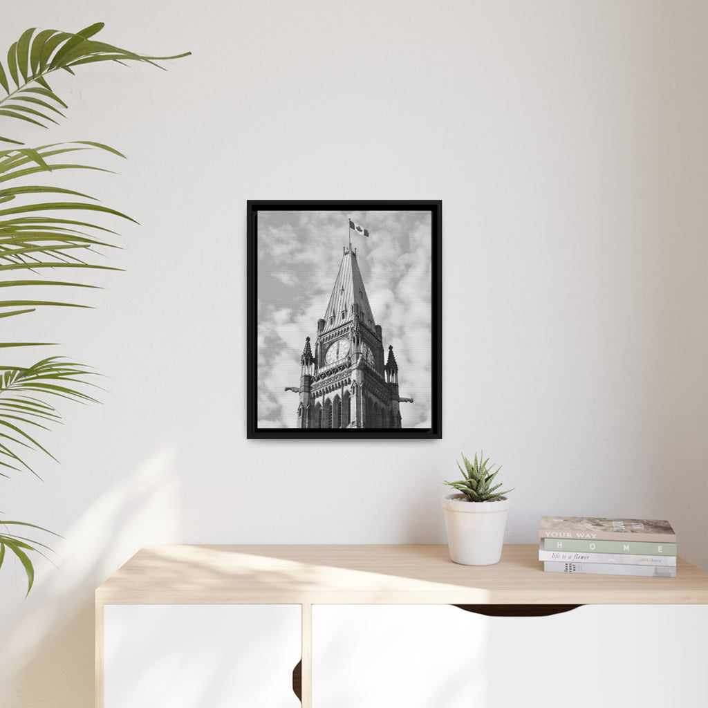 Peace Tower by HPOC (Black & White, Matte Canvas, Black Frame)