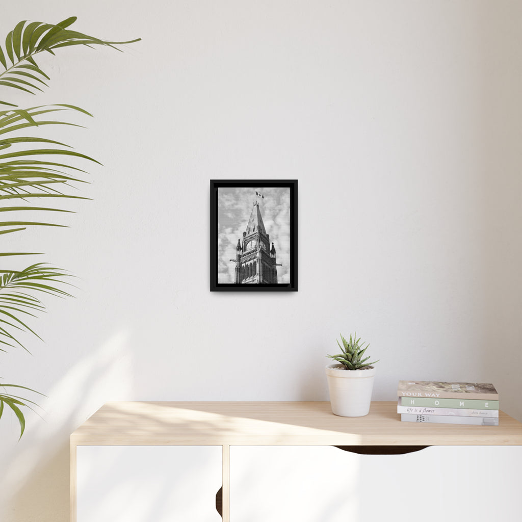 Peace Tower by HPOC (Black & White, Matte Canvas, Black Frame)
