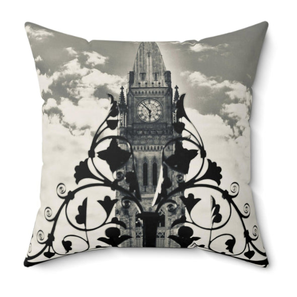 Peace Tower Pillow by HPOC (Black & White)